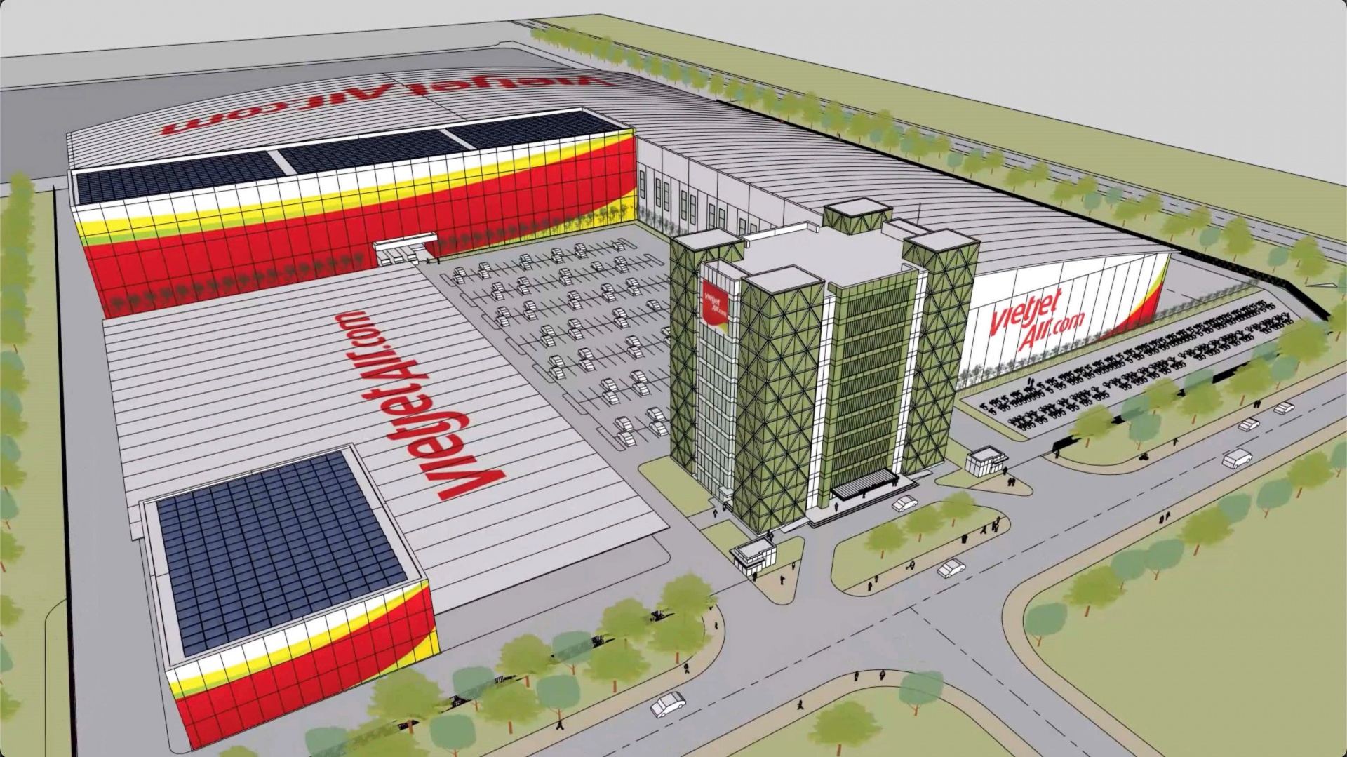 Phối cảnh Trung tâm Kỹ thuật Bảo dưỡng tàu bay của Vietjet tại Cảng hàng không quốc tế Long Thành