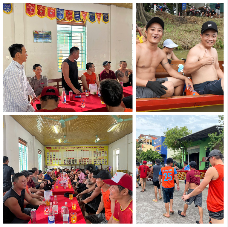 Sau mỗi buổi luyện tập, Ban tổ chức cùng các trai bơi trong thôn thường tổ chức những cuộc họp ngắn rút kinh nghiệm, trao đổi kỹ thuật và lắng nghe ý kiến đóng góp. Ảnh: Hoàng Anh Sau mỗi buổi luyện tập, Ban tổ chức cùng các trai bơi trong thôn thường tổ chức những cuộc họp ngắn rút kinh nghiệm, trao đổi kỹ thuật và lắng nghe ý kiến đóng góp. Ảnh: Hoàng Anh