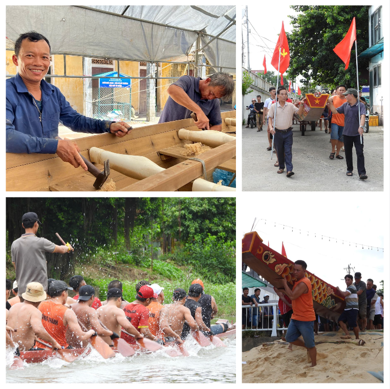 Công tác chuẩn bị từ sữa chữa thuyền bơi, tập hợp nhân lực, kêu gọi vật lực được ban tổ chức thôn Đông Thành chăm lo chu đáo. Ảnh: Hoàng Anh Công tác chuẩn bị từ sữa chữa thuyền bơi, tập hợp nhân lực, kêu gọi vật lực được ban tổ chức thôn Đông Thành chăm lo chu đáo. Ảnh: Hoàng Anh