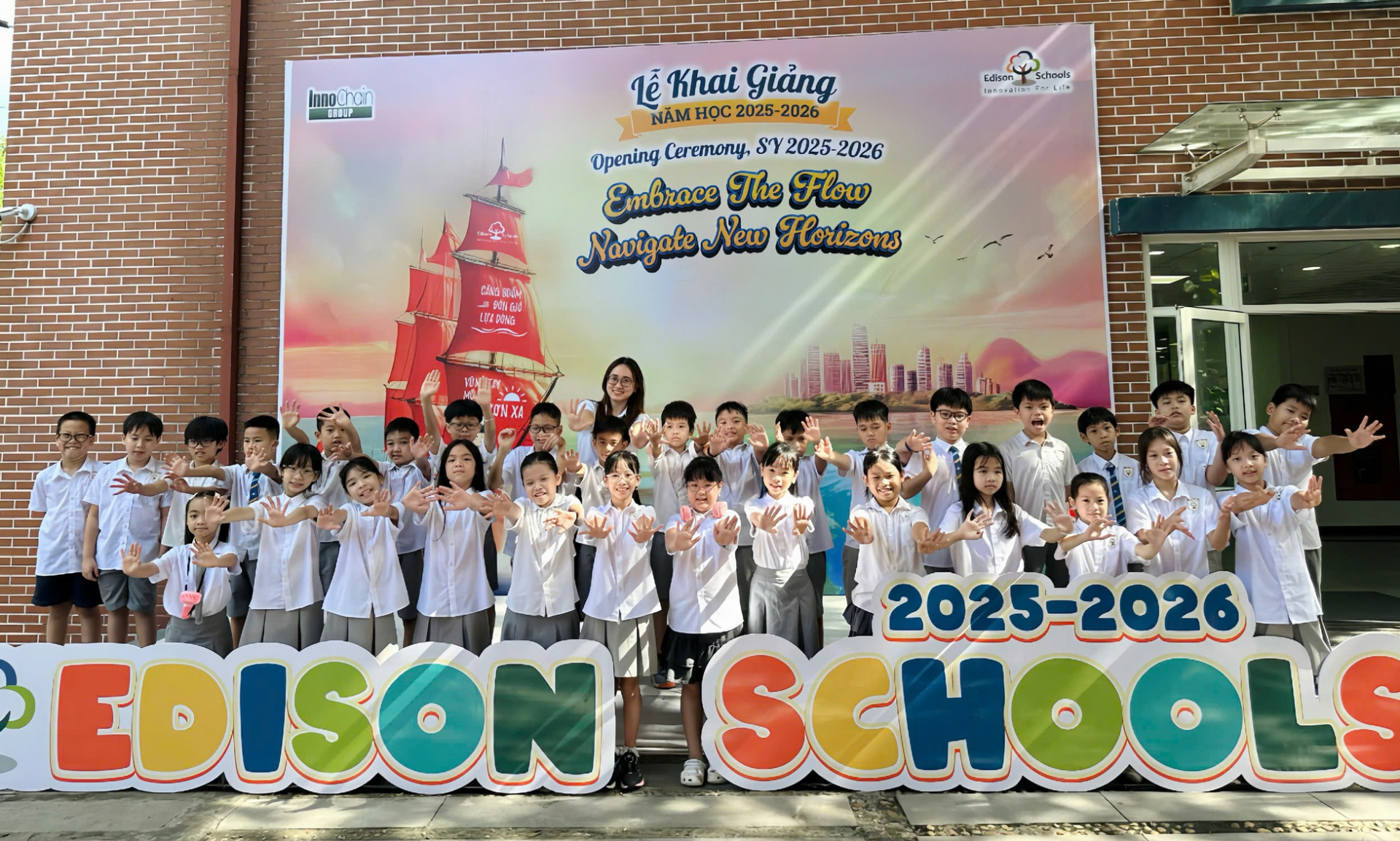 Học sinh Trường liên cấp Edison (Hưng Yên) sẵn sàng bước vào năm học mới - Ảnh: VGP Học sinh Trường liên cấp Edison (Hưng Yên) sẵn sàng bước vào năm học mới - Ảnh: VGP