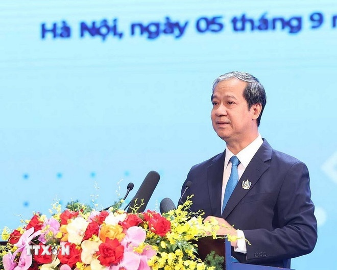   Bộ trưởng Bộ Giáo dục-Đào tạo Nguyễn Kim Sơn phát biểu. (Ảnh: TTXVN)