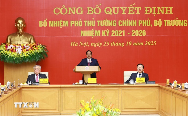 Thủ tướng Phạm Minh Chính giao nhiệm vụ cho Phó Thủ tướng Chính phủ, Bộ trưởng nhiệm kỳ 2021-2026. (Ảnh: TTXVN) Thủ tướng Phạm Minh Chính giao nhiệm vụ cho Phó Thủ tướng Chính phủ, Bộ trưởng nhiệm kỳ 2021-2026. (Ảnh: TTXVN)