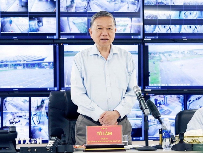 Tổng Bí thư Tô Lâm phát biểu tại cuộc làm việc với lãnh đạo Thành phố Huế. (Ảnh: TTXVN)