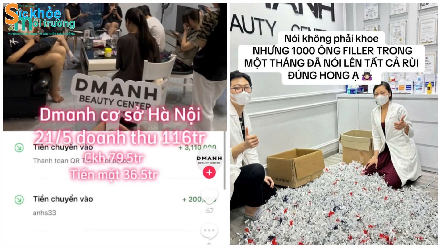Kênh Facebook và Tiktok của Dmanh khoe doanh thu một ngày tới 116 triệu đồng cùng hàng nghìn ống Filler đã được sử dụng trong một tháng đã trực tiếp hé lộ doanh thu khổng lồ mà cơ sở này thu về khi thực hiện “chui” hàng loạt các dịch vụ y tế không được cấp phép.