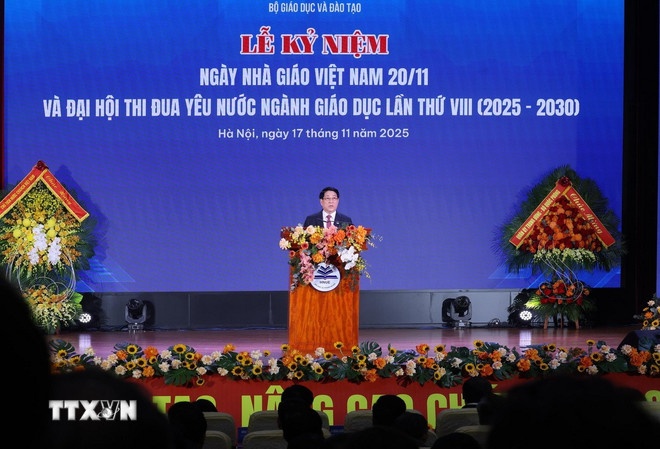 Chủ tịch nước Lương Cường phát biểu chỉ đạo và chúc mừng các thầy, cô giáo nhân Ngày Nhà giáo Việt Nam (20/11). (Ảnh: TTXVN) Chủ tịch nước Lương Cường phát biểu chỉ đạo và chúc mừng các thầy, cô giáo nhân Ngày Nhà giáo Việt Nam (20/11). (Ảnh: TTXVN)