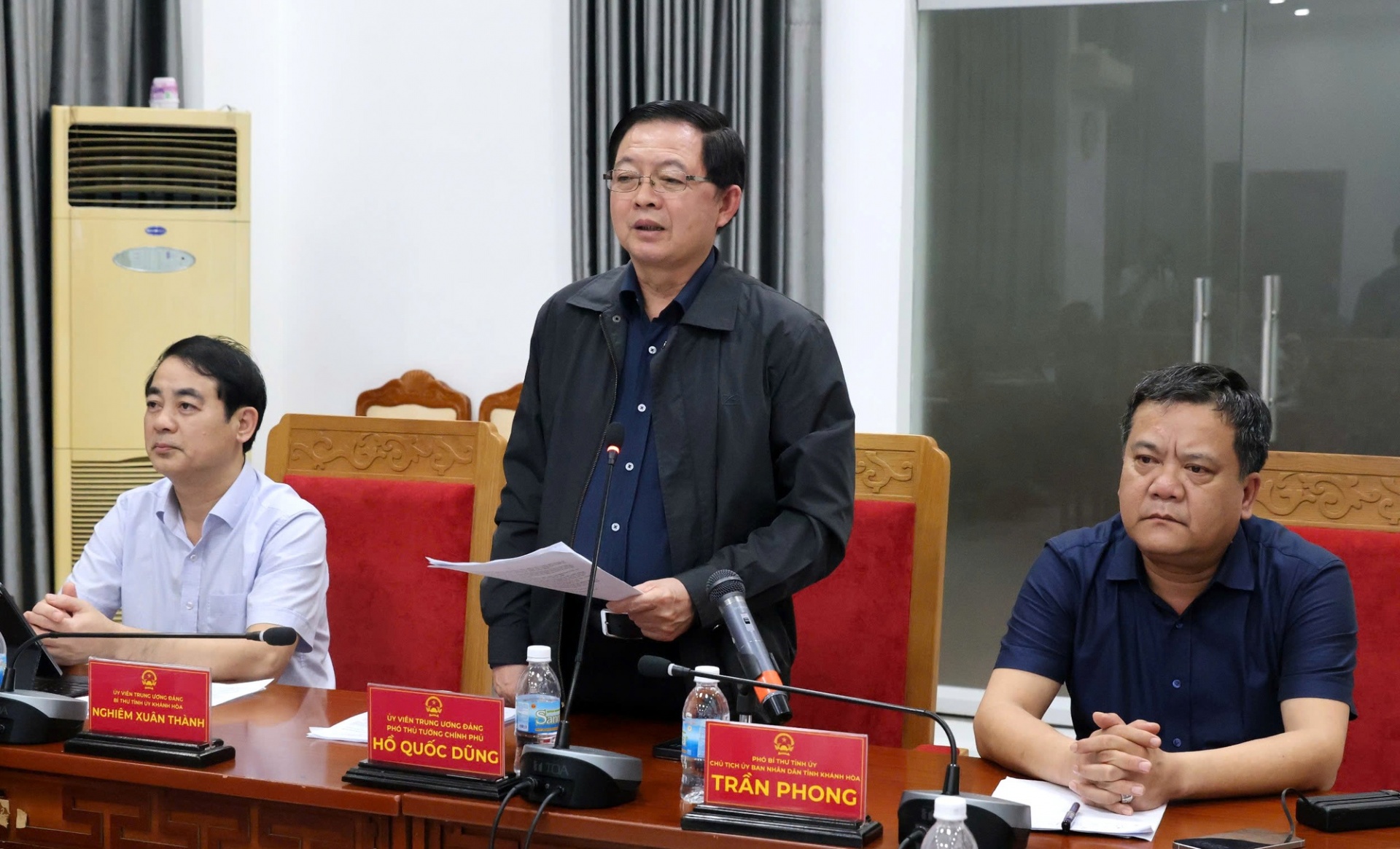   Phó Thủ tướng Chính phủ Hồ Quốc Dũng dự tại điểm cầu trụ sở UBND tỉnh Khánh Hòa - Ảnh: VGP