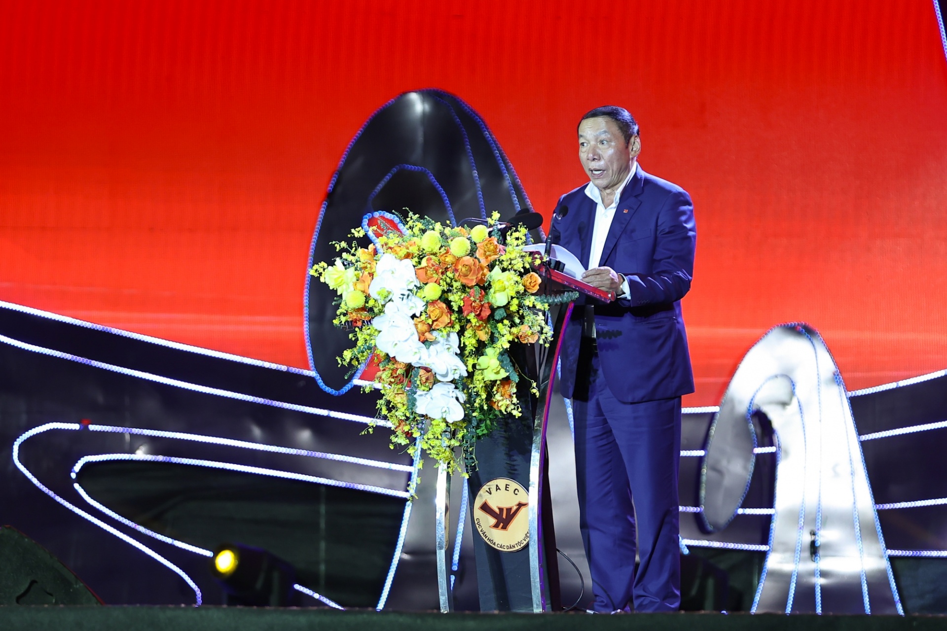 Bộ trưởng Bộ Văn hoá, Thể thao và Du lịch Nguyễn Văn Hùng phát biểu tại buổi lễ - Ảnh: VGP Bộ trưởng Bộ Văn hoá, Thể thao và Du lịch Nguyễn Văn Hùng phát biểu tại buổi lễ - Ảnh: VGP