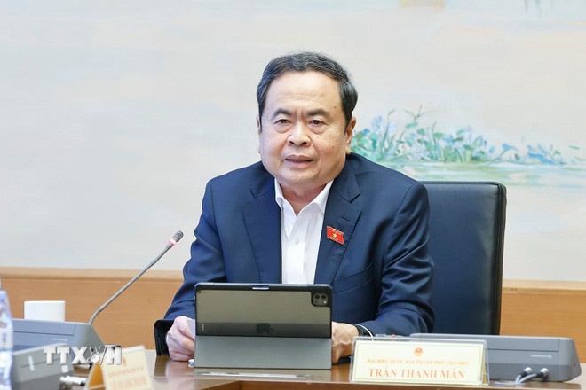 Chủ tịch Quốc hội Trần Thanh Mẫn phát biểu. (Ảnh: TTXVN) Chủ tịch Quốc hội Trần Thanh Mẫn phát biểu. (Ảnh: TTXVN)