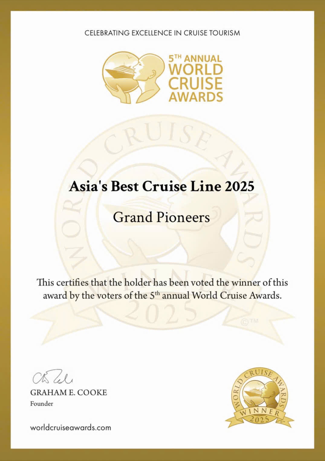Grand Pioneers giữ vững danh hiệu Du thuyền xanh nhất thế giới năm thứ hai liên tiếp Grand Pioneers giữ vững danh hiệu Du thuyền xanh nhất thế giới năm thứ hai liên tiếp