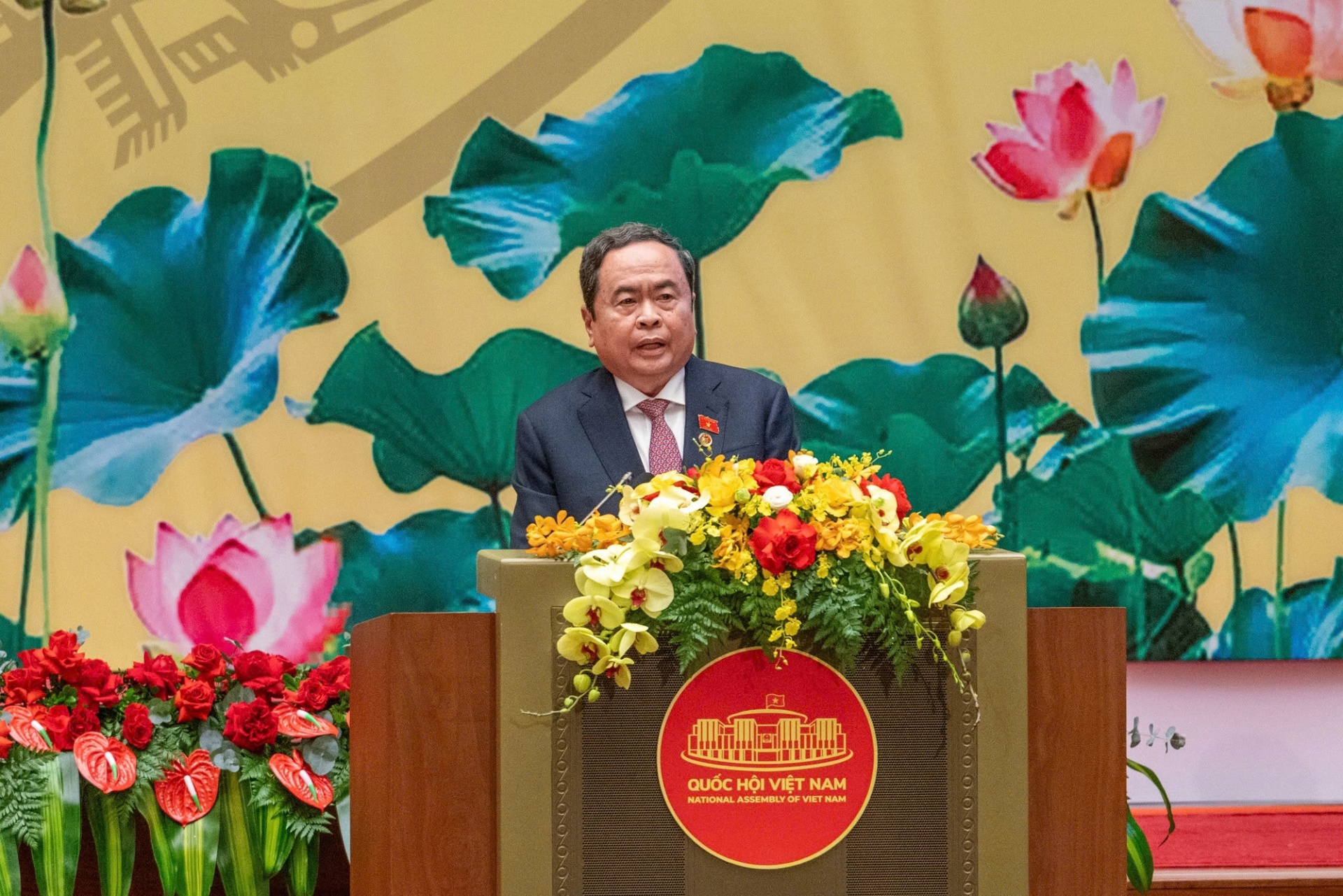   Chủ tịch Quốc hội Trần Thanh Mẫn trình bày diễn văn ôn lại 80 năm Ngày Tổng tuyển cử đầu tiên bầu Quốc hội Việt Nam