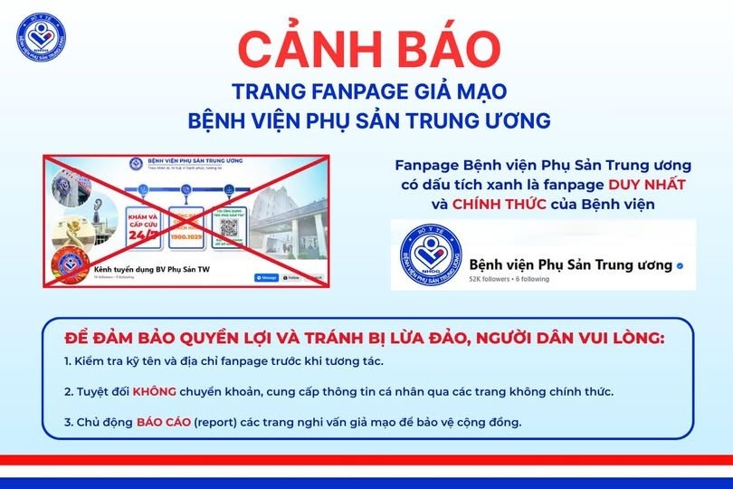 Cảnh báo fanpage giả mạo Bệnh viện Phụ sản Trung ương