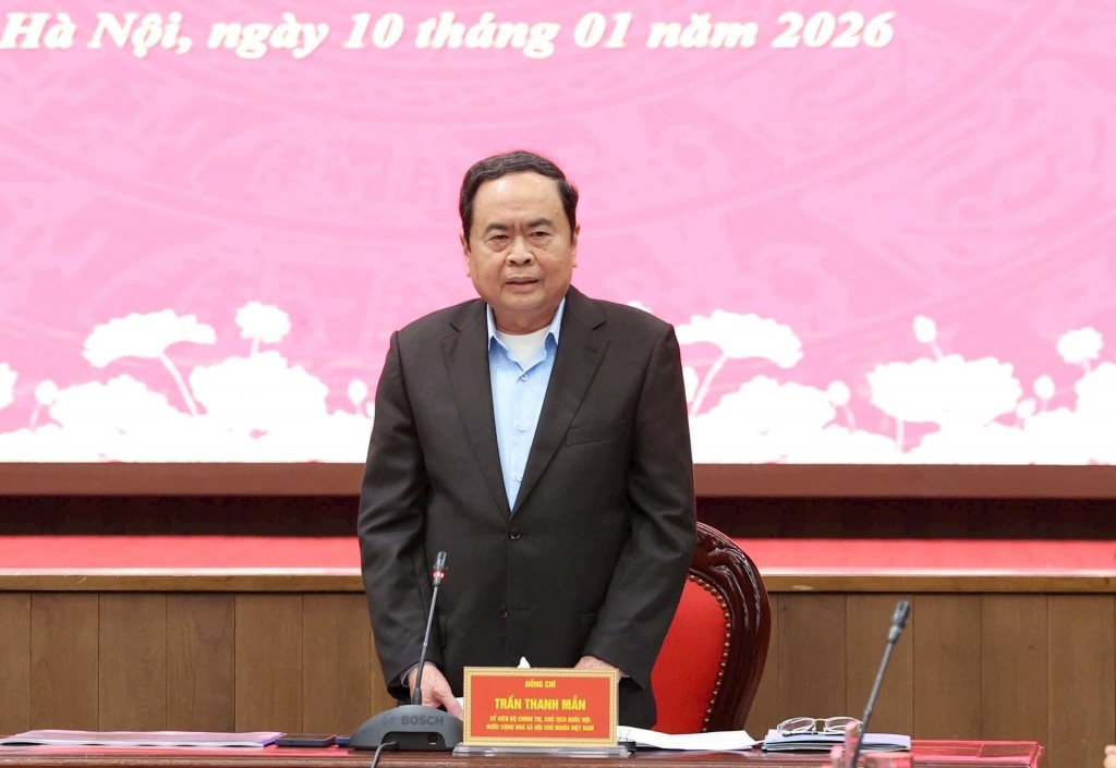   Chủ tịch Quốc hội Trần Thanh Mẫn phát biểu tại buổi làm việc - Ảnh: VGP