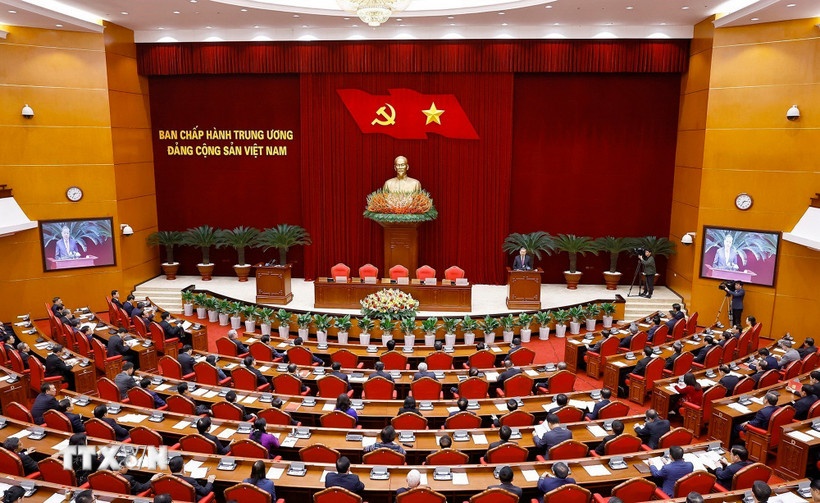 Quang cảnh phiên bế mạc Hội nghị Ban Chấp hành Trung ương Đảng khóa XIII. (Ảnh: TTXVN)