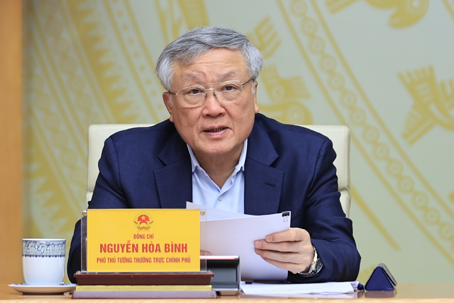 Ủy viên Bộ Chính trị, Phó Thủ tướng Thường trực Chính phủ Nguyễn Hòa Bình phát biểu - Ảnh: VGP Ủy viên Bộ Chính trị, Phó Thủ tướng Thường trực Chính phủ Nguyễn Hòa Bình phát biểu - Ảnh: VGP