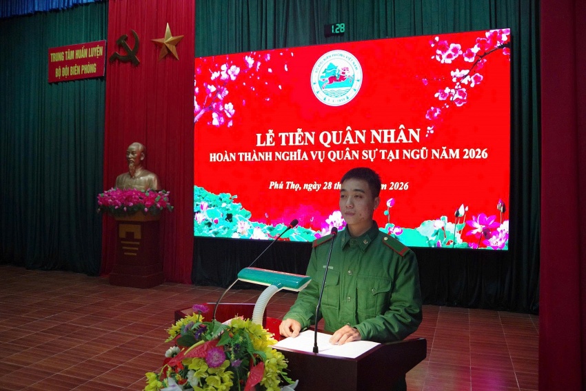 Trung tâm Huấn luyện Bộ đội Biên phòng tổ chức Lễ tiễn quân nhân hoàn thành nghĩa vụ quân sự xuất ngũ năm 2026