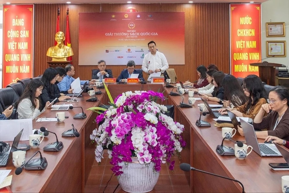 Họp báo thông tin về Lễ trao Giải thưởng Sách Quốc gia lần thứ VIII. Ảnh: BTC. Họp báo thông tin về Lễ trao Giải thưởng Sách Quốc gia lần thứ VIII. Ảnh: BTC.