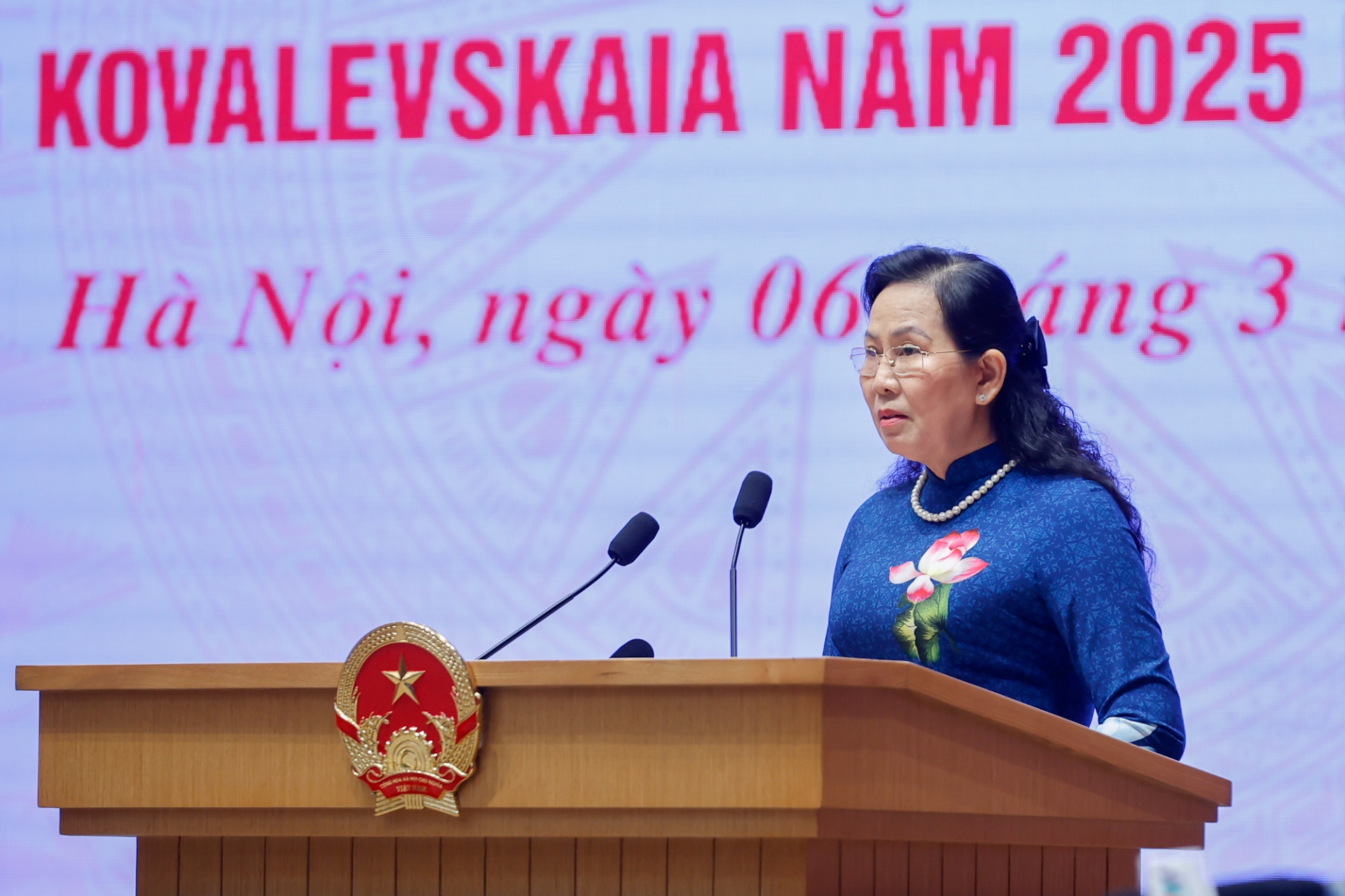   Đồng chí Lê Thị Thủy, Ủy viên Trung ương Đảng, Bí thư Đảng ủy Trung ương Hội Liên hiệp Phụ nữ Việt Nam phát biểu - Ảnh: VGP