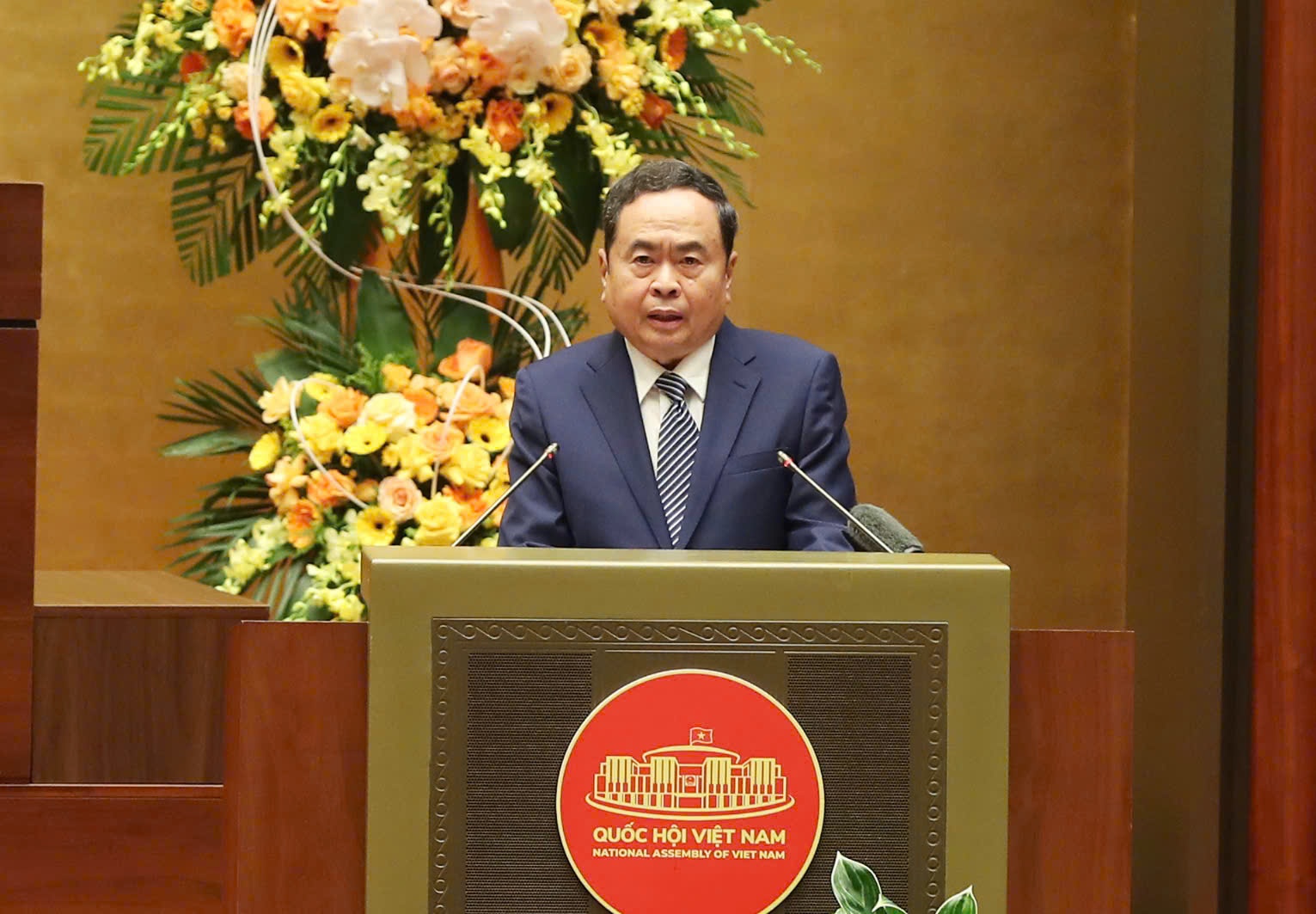 Chủ tịch Quốc hội Trần Thanh Mẫn, Chủ tịch Hội đồng Bầu cử Quốc gia phát biểu khai mạc Hội nghị - Ảnh: VGP Chủ tịch Quốc hội Trần Thanh Mẫn, Chủ tịch Hội đồng Bầu cử Quốc gia phát biểu khai mạc Hội nghị - Ảnh: VGP