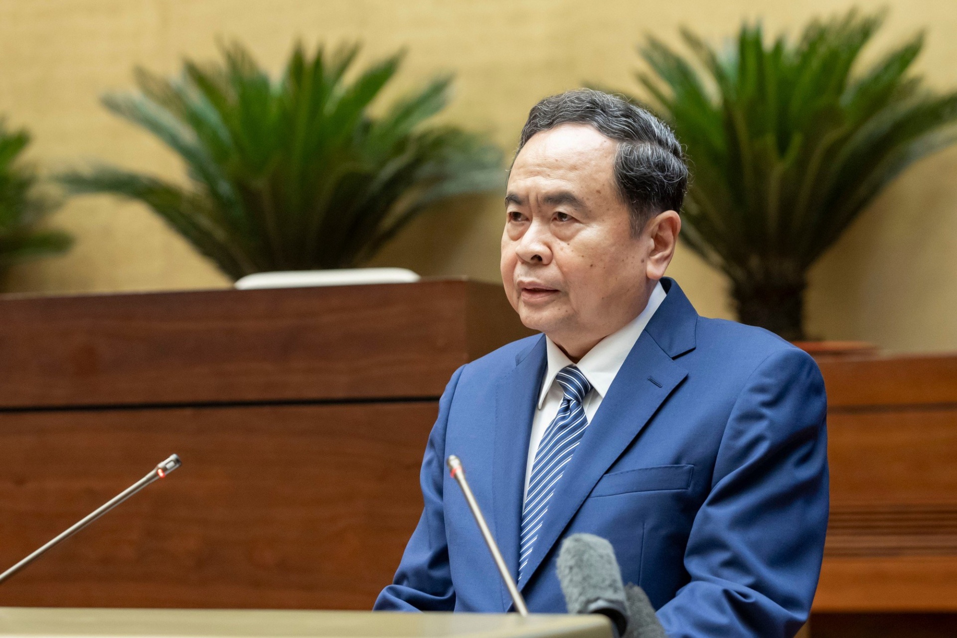   Chủ tịch Quốc hội Trần Thanh Mẫn: Trong thời gian tới, nhiệm vụ đặt ra đối với Quốc hội và Hội đồng nhân dân các cấp là rất lớn, rất quan trọng, đòi hỏi phải bắt tay ngay vào triển khai thực hiện - Ảnh: VGP/Nhật Bắc