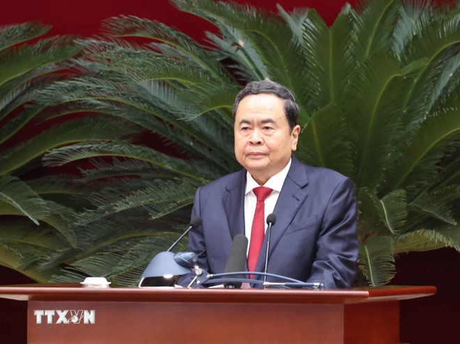   Ông Trần Thanh Mẫn, Ủy viên Bộ Chính trị, Chủ tịch Quốc hội điều hành phiên khai mạc. (Ảnh: TTXVN)