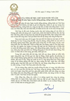 Tổng Bí thư, Chủ tịch nước Tô Lâm gửi thư nhân kỷ niệm Ngày truyền thống phòng, chống thiên tai