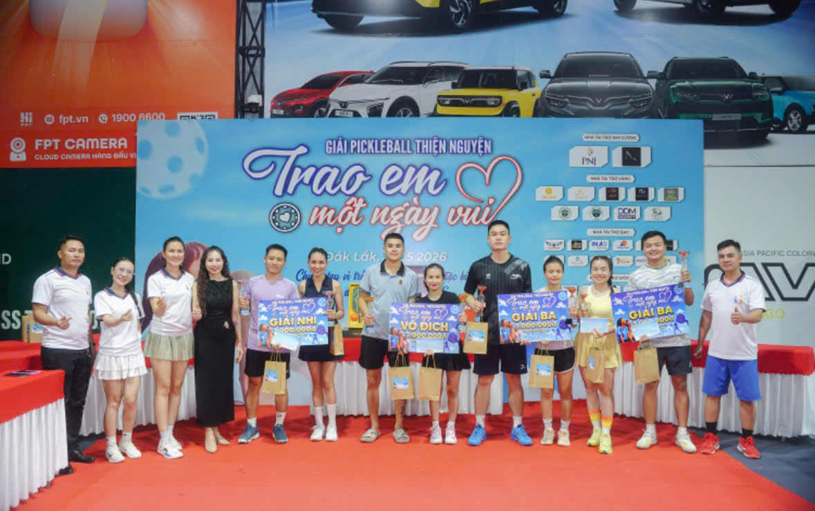 Giải Pickleball thiện nguyện “Trao Em Một Ngày Vui” lan tỏa yêu thương đến trẻ em có hoàn cảnh đặc biệt