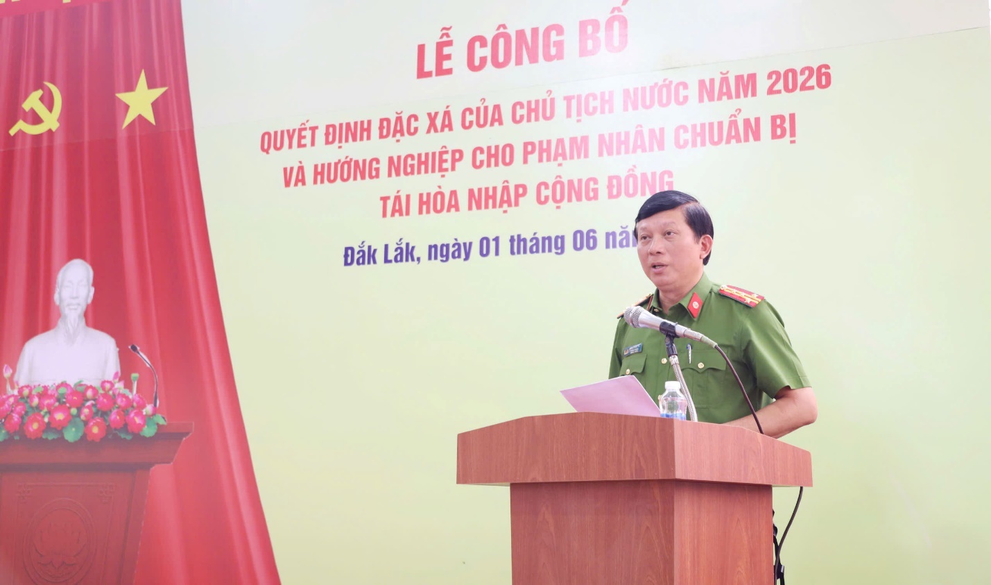 Công an tỉnh Đắk Lắk công bố Quyết định đặc xá năm 2026: Mở cánh cửa hoàn lương, trao cơ hội làm lại cuộc đời