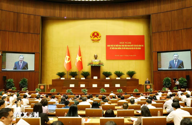 undefined Hội nghị quán triệt Nghị quyết của Bộ Chính trị về đường lối đối ngoại Đại hội XIV của Đảng - Ảnh: TTXVN
