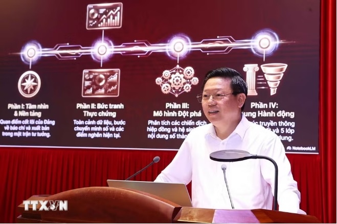 Đồng chí Trần Thanh Lâm, Ủy viên Trung ương Đảng, Phó Trưởng ban Tuyên giáo và Dân vận Trung ương, giới thiệu chuyên đề tại hội nghị. (Ảnh: Văn Điệp/TTXVN) Đồng chí Trần Thanh Lâm, Ủy viên Trung ương Đảng, Phó Trưởng ban Tuyên giáo và Dân vận Trung ương, giới thiệu chuyên đề tại hội nghị. (Ảnh: Văn Điệp/TTXVN)