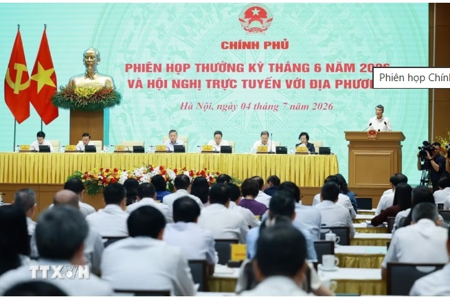 Phiên họp Chính phủ thường kỳ tháng 6 năm 2026 và Hội nghị trực tuyến Chính phủ với địa phương. (Ảnh: Dương Giang/TTXVN)