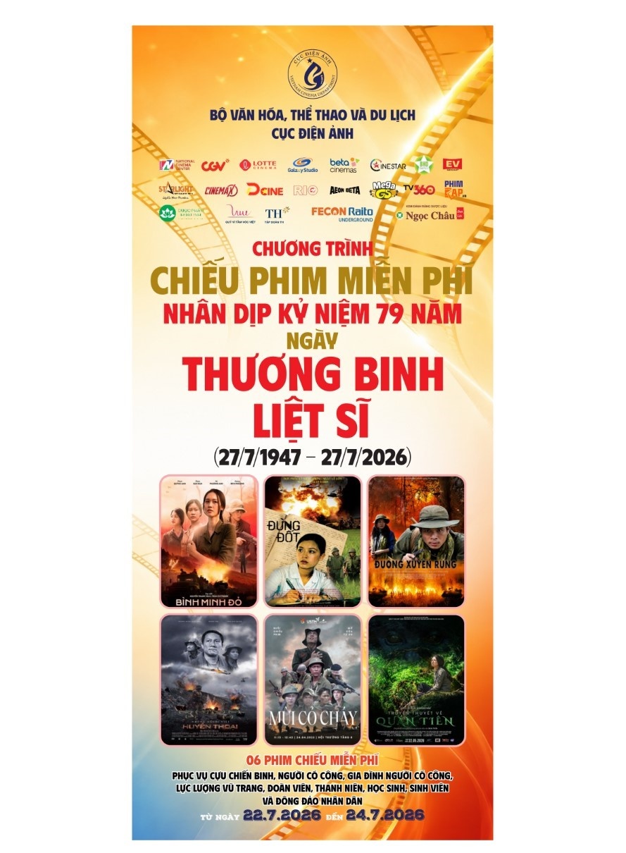 Lần đầu tiên 190 cụm rạp trên cả nước chiếu phim miễn phí kỷ niệm 79 năm Ngày Thương binh - Liệt sĩ