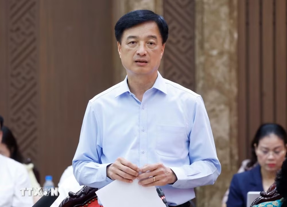   Đồng chí Nguyễn Duy Ngọc, Uỷ viên Bộ Chính trị, Bí thư Trung ương Đảng, Trưởng Ban Tổ chức Trung ương phát biểu.(Ảnh: TTXVN)