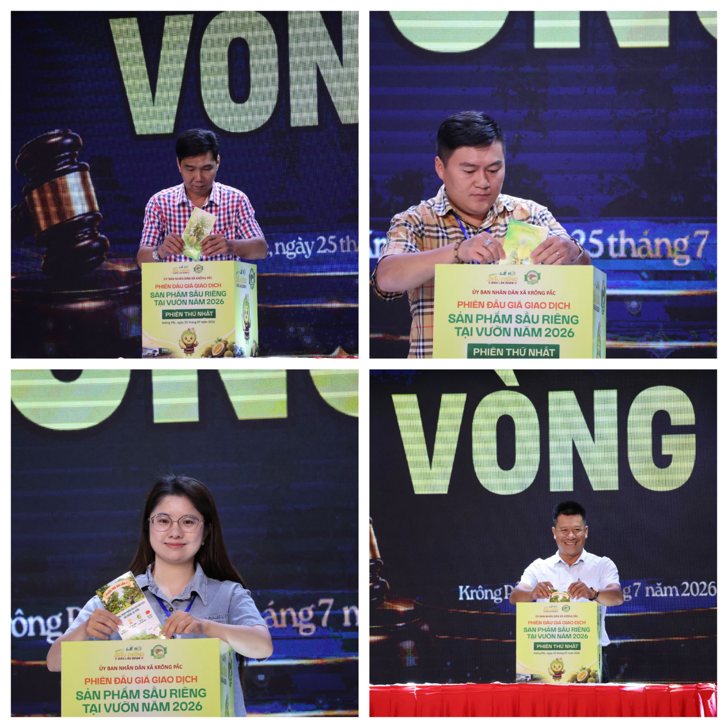 Các doanh nghiệp tham gia vòng bỏ phiếu kín, tạo nên không khí cạnh tranh sôi động tại Phiên đấu giá giao dịch sầu riêng tại vườn lần thứ nhất năm 2026. Các doanh nghiệp tham gia vòng bỏ phiếu kín, tạo nên không khí cạnh tranh sôi động tại Phiên đấu giá giao dịch sầu riêng tại vườn lần thứ nhất năm 2026.