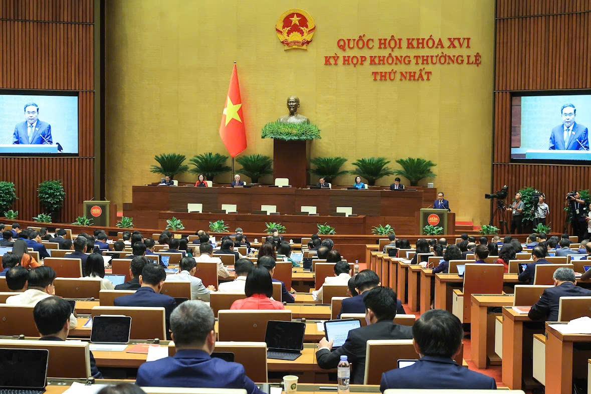 Kỳ họp không thường lệ lần thứ nhất, Quốc hội khóa XVI khai mạc vào sáng 3/8 - Ảnh: VGP