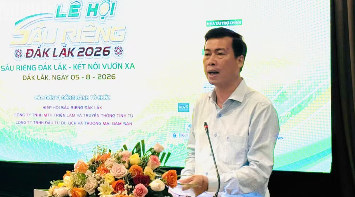  Ông Trần Hồng Tiến, Giám đốc Sở Văn hóa, Thể thao và Du lịch tỉnh Đắk Lắk, phát biểu về định hướng phát triển Lễ hội Sầu riêng Đắk Lắk 2026.