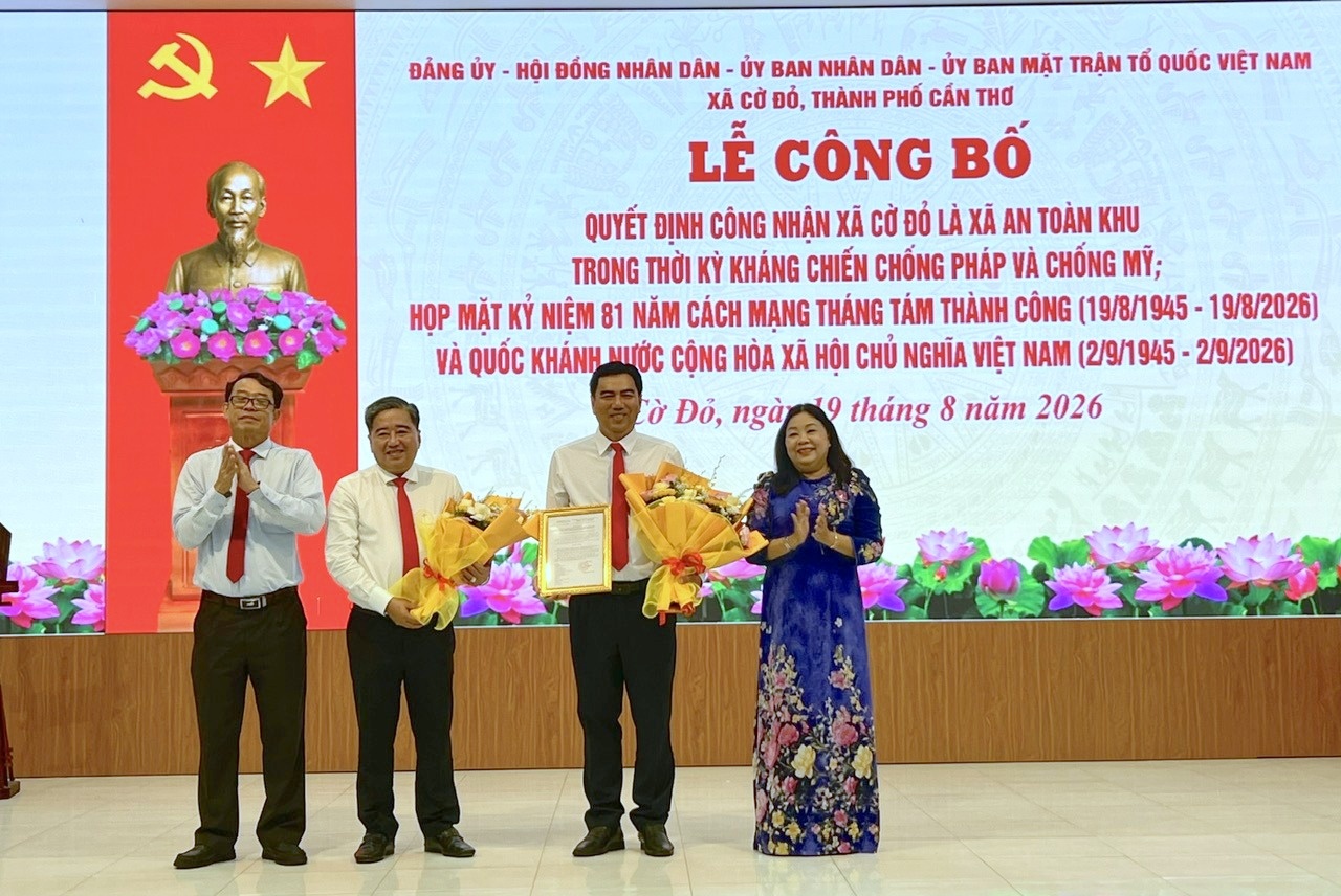 Xã Cờ Đỏ (Cần Thơ) được công nhận xã An toàn khu trong thời kỳ kháng chiến chống Pháp và chống Mỹ