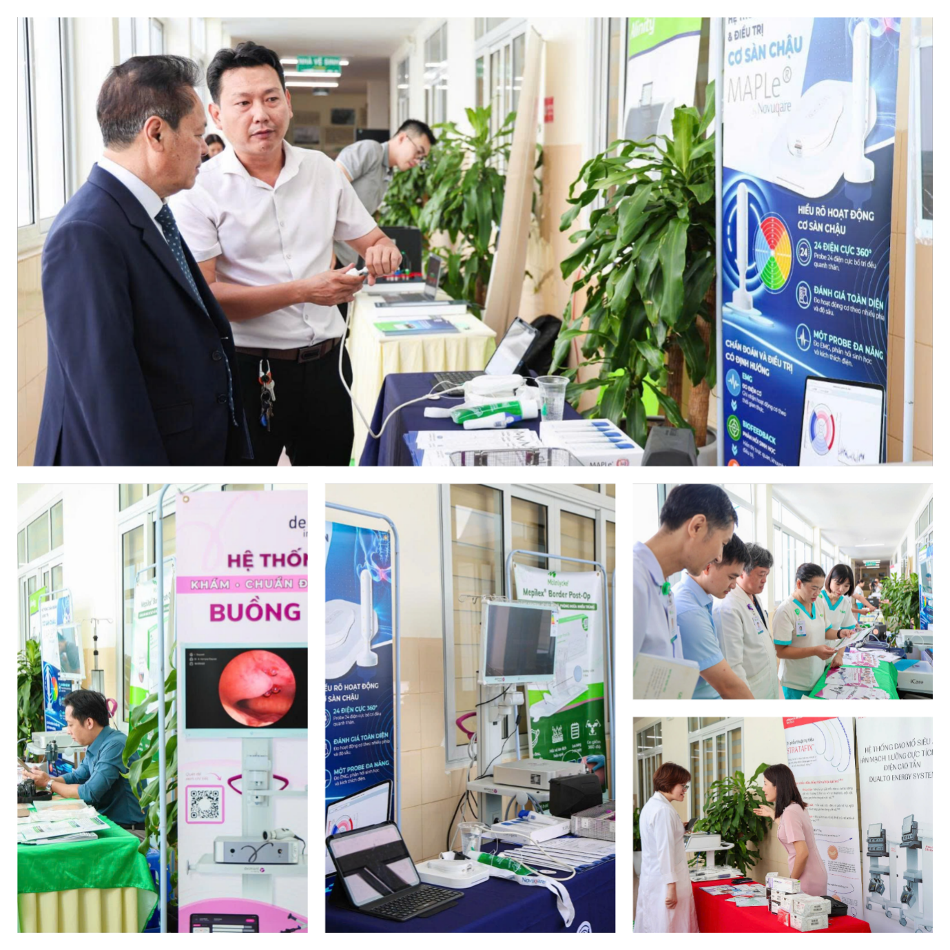Không gian trưng bày đa dạng thiết bị, công nghệ và giải pháp y tế, thu hút sự quan tâm của các đại biểu tham dự hội thảo. Không gian trưng bày đa dạng thiết bị, công nghệ và giải pháp y tế, thu hút sự quan tâm của các đại biểu tham dự hội thảo.