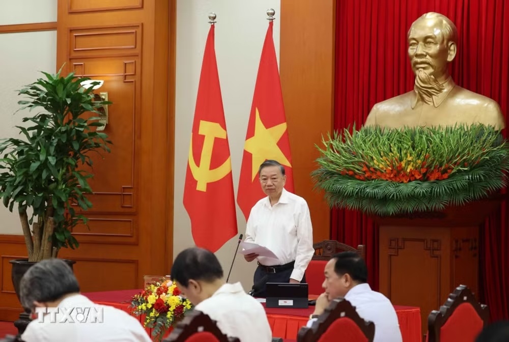 Tổng Bí thư, Chủ tịch nước Tô Lâm đề nghị cần triển khai một số nhiệm vụ cụ thể trong thời gian tới - Ảnh: TTXVN Tổng Bí thư, Chủ tịch nước Tô Lâm đề nghị cần triển khai một số nhiệm vụ cụ thể trong thời gian tới - Ảnh: TTXVN