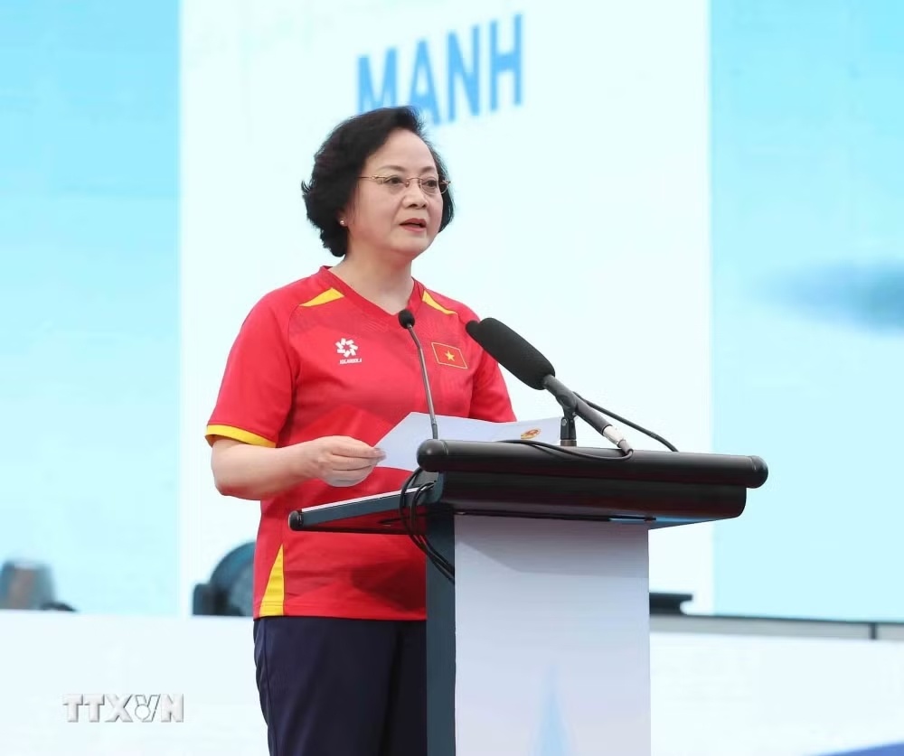   Đồng chí Phạm Thị Thanh Trà, Bí thư Trung ương Đảng, Phó Thủ tướng Chính phủ phát biểu khai mạc. (Ảnh: TTXVN)
