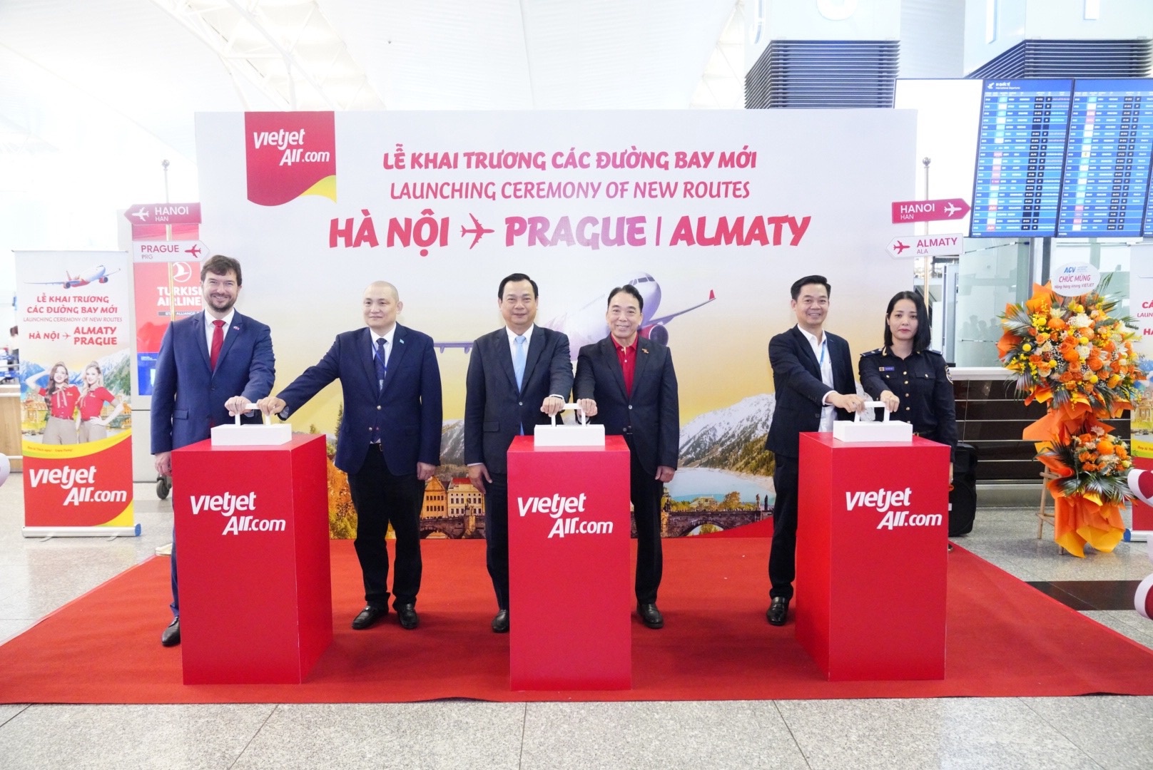 Nghi thức khai trương đường bay mới tại Sân bay quốc tế Almaty, mở ra hành trình kết nối thông qua Trung Á