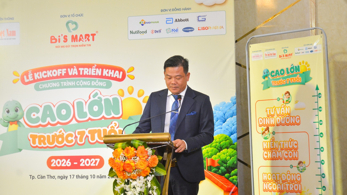     Ông Trần Thanh Vũ, Giám đốc Đối ngoại Bi’S MART, chia sẻ định hướng đưa trách nhiệm doanh nghiệp gần hơn với hành trình nuôi dưỡng thế hệ tương lai.