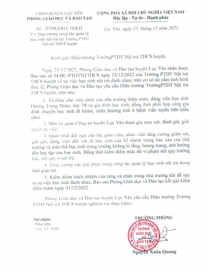 Trường Dân tộc nội trú THCS Lục Yên (Yên Bái): Học sinh bị đánh trong trường, trách nhiệm thuộc về ai?