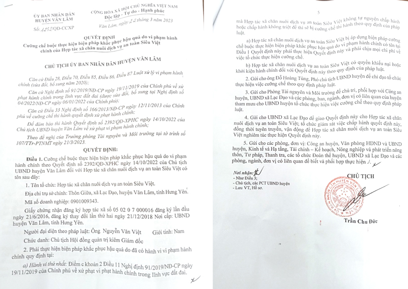 Hưng Yên: Kiên quyết xử lý công trình vi phạm của HTX Siêu Việt