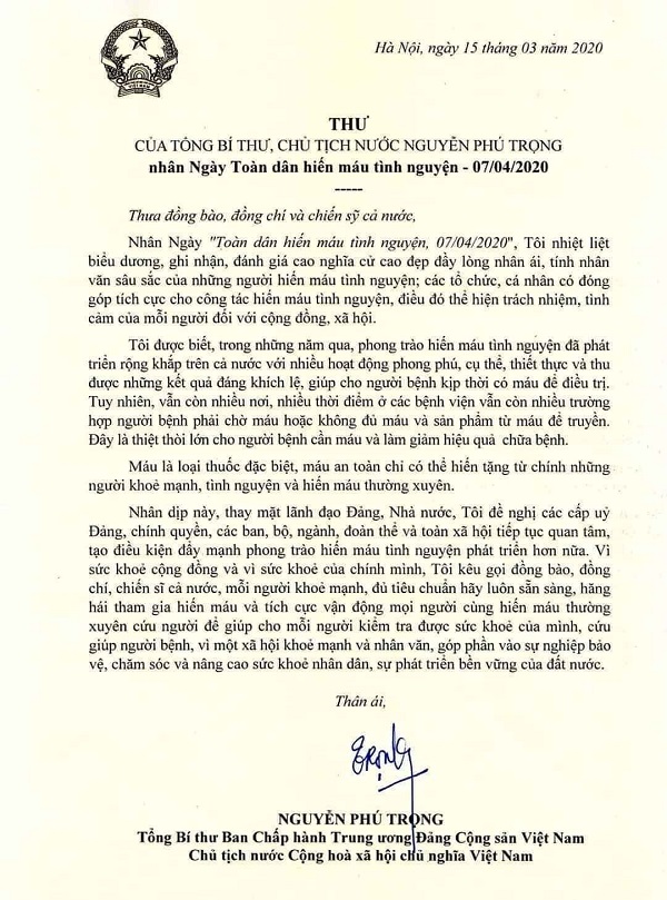 Tròn 20 năm ngày toàn dân Hiến máu tình nguyện (07/4/2000 - 07/4/2020)