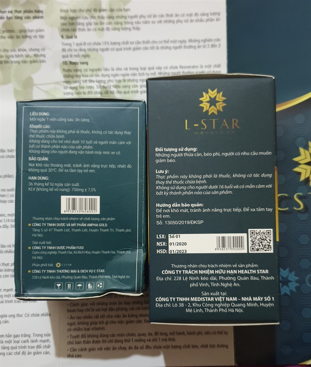 Sản phẩm tăng cân G-Star và giảm cân L-Star chứa chất cấm Sibutramine, Phenolphthaleine?