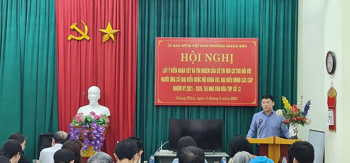 Phường Giang Bi&ecirc;n (quận Long Bi&ecirc;n): Nh&acirc;n d&acirc;n t&iacute;n nhiệm cao đối với người ứng cử đại biểu HĐND quận Long Bi&ecirc;n nhiệm kỳ 2021 - 2026