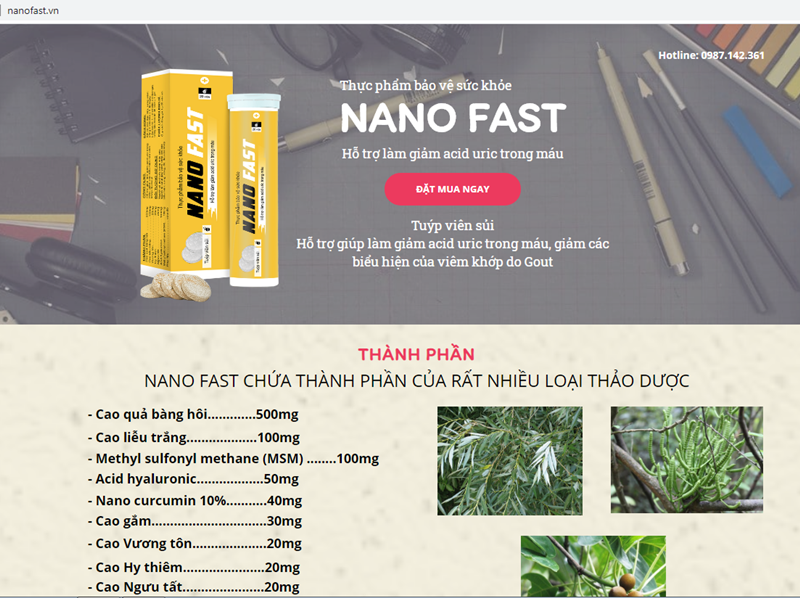 Công ty Nano lên tiếng về quảng cáo Viên sủi Fast Nano, khẳng định chỉ có 1 website