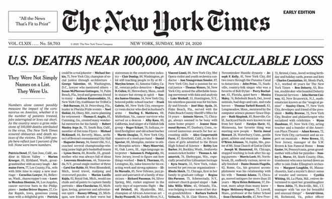 New York Times ra số đặc biệt về Covid-19