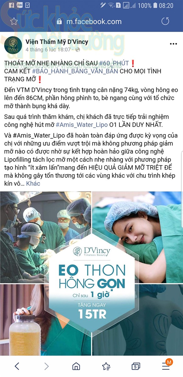 Thẩm mỹ viện D&rsquo;Vincy c&oacute; thực hiện dịch vụ vượt ph&eacute;p?