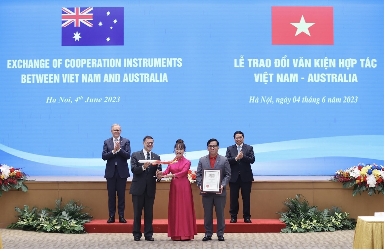 Thủ tướng hai nước Việt Nam, Úc chứng kiến lễ công bố đường bay thẳng thành phố Hồ Chí Minh - Brisbane của Vietjet